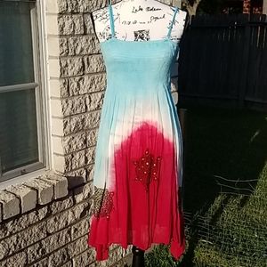 Sunflower Summer Tie Dye Midi Dress